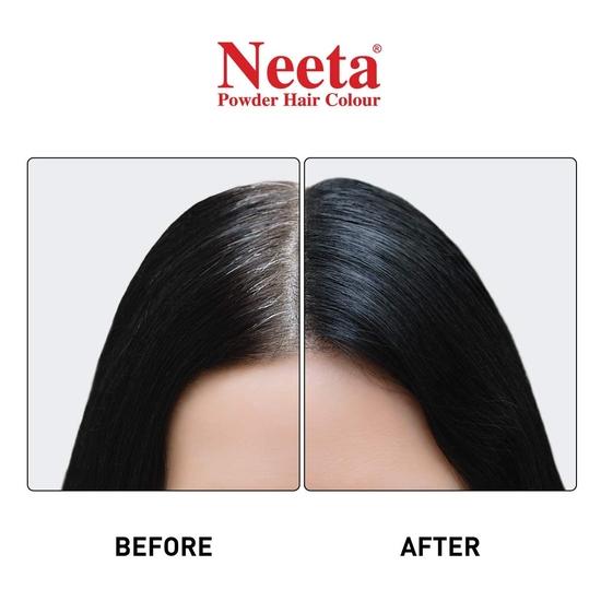 Neeta Powder Hair Colour, Henna Based Hair Color Natural Black 5g Pack of 12, Silky Soft and Shiny Hair Colour with Benefits of 5 Natural Herbs