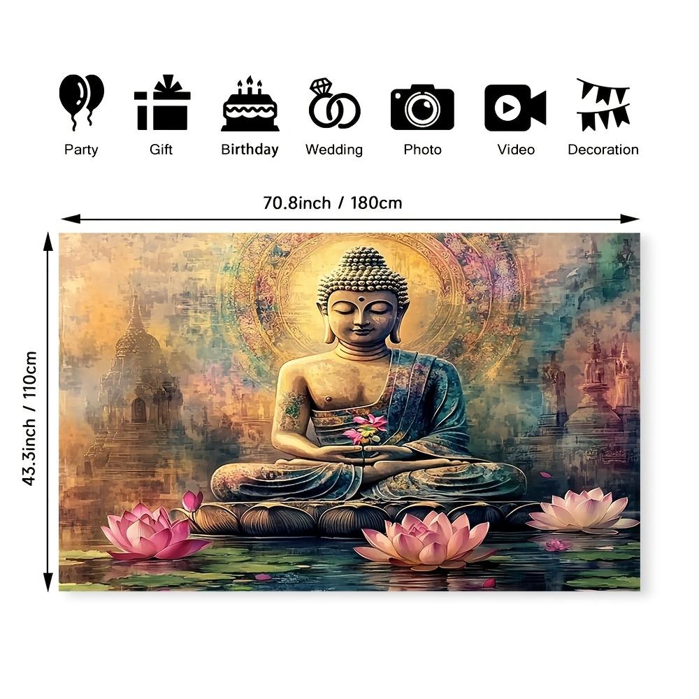 

VIKAMA Serene Buddha Lake Scene Tapestry Stylish Wall Decor For Bedroom Meditation Nook Apartment Aesthetic Backdrop Home Decor 74x94cm(29x37in)