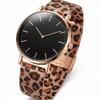 Montres de Luxe Or Rose pour Femme Simple Décontracté Dames Horloge à Quartz Maille d'Acier Bracelet Léopard Montre-Bracelet Femme Montre Femme