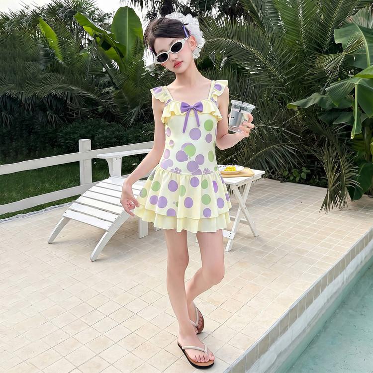 Girls' Sports Swimsuit with Princess Skirt Style