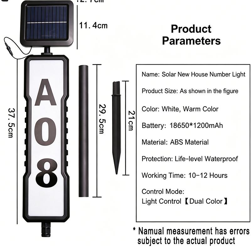 Solar Address Sign Waterproof Light Up House Numbers Auto Dusk Illumination Wireless Solar Address Plaques for Yard Gate Mailbox Outdoor Entryway