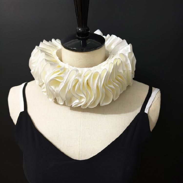 Detachable Ruffle Faux Collar Satins Shawl Wrap Role Play Clown Choker Neck Ruff Gothic Victorian Era Outfits for Women