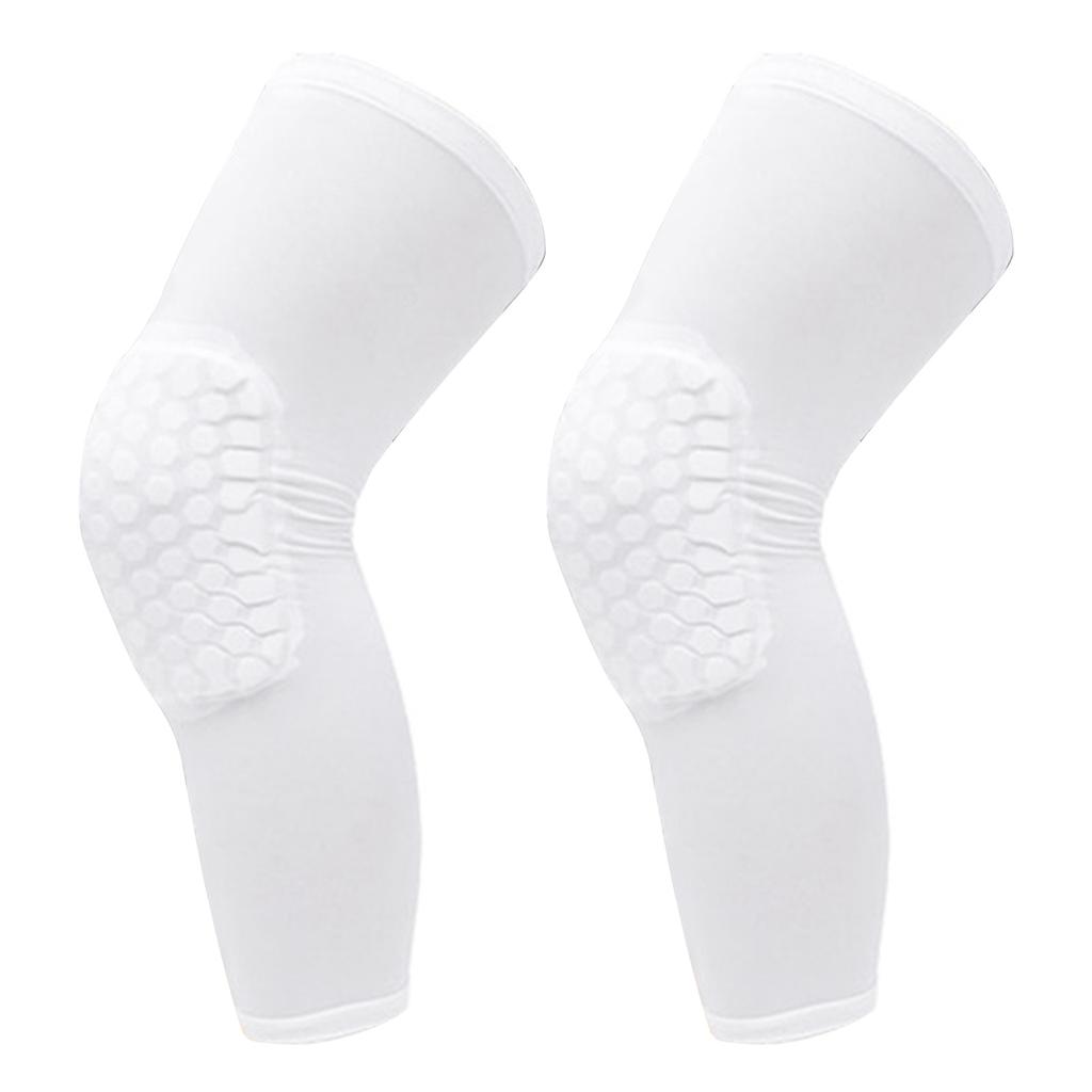 2PCS Knee Brace Unisex Lengthened Honeycomb Anti Collision Compression Knee Sleeve for Basketball White L For