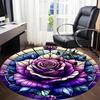1PC Floral Art Office Round Rug, Non Slip, Soft and Durable Office Rug for Interior Decoration, Perfect for Office