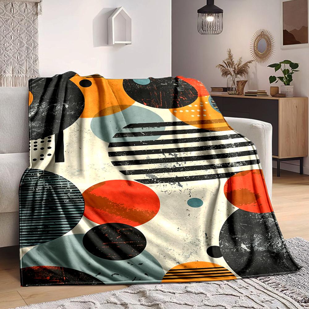 1Pc Abstract Geometric Shapes Blanket Soft And Comfortable Casual Warm Camping Travel Christmas Halloween Xmas Gift M928270