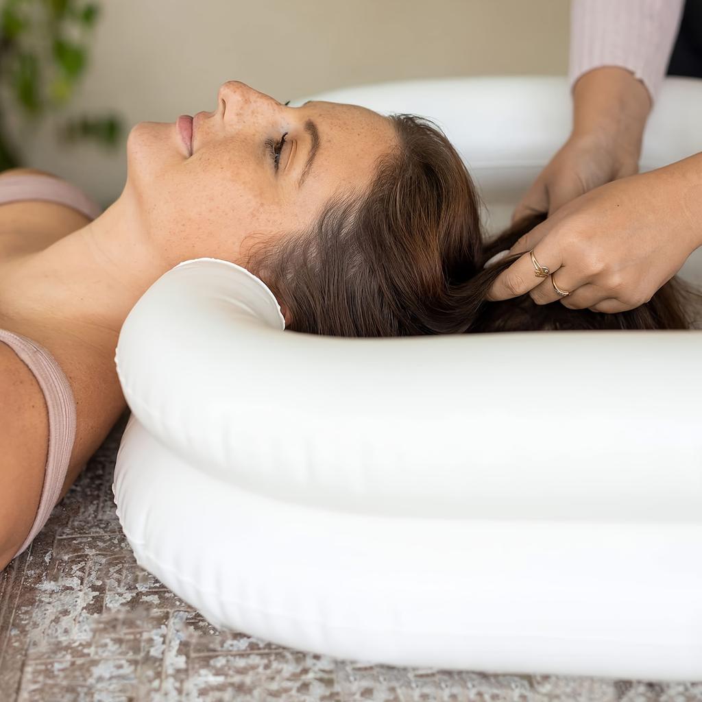 Tragbares aufblasbares Shampoo-Becken ist eine ideale Wahl für Haarschnitte, Haarfärbungen und die häusliche Pflege, perfekt für ältere Menschen, Behinderte, schwangere Frauen und