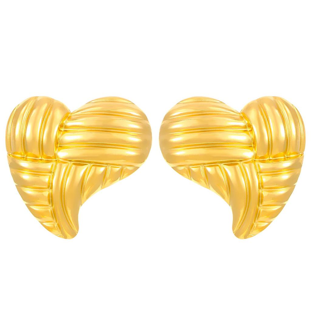Vintage Titanium Steel Geometric Earrings: European & American Retro Style, Smooth Irregular Pleated Design