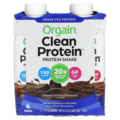 Clean Protein Shake, Gusto Cioccolato Fondente Cremoso, 4 confezioni, 11 fl oz (330 ml) ogni
