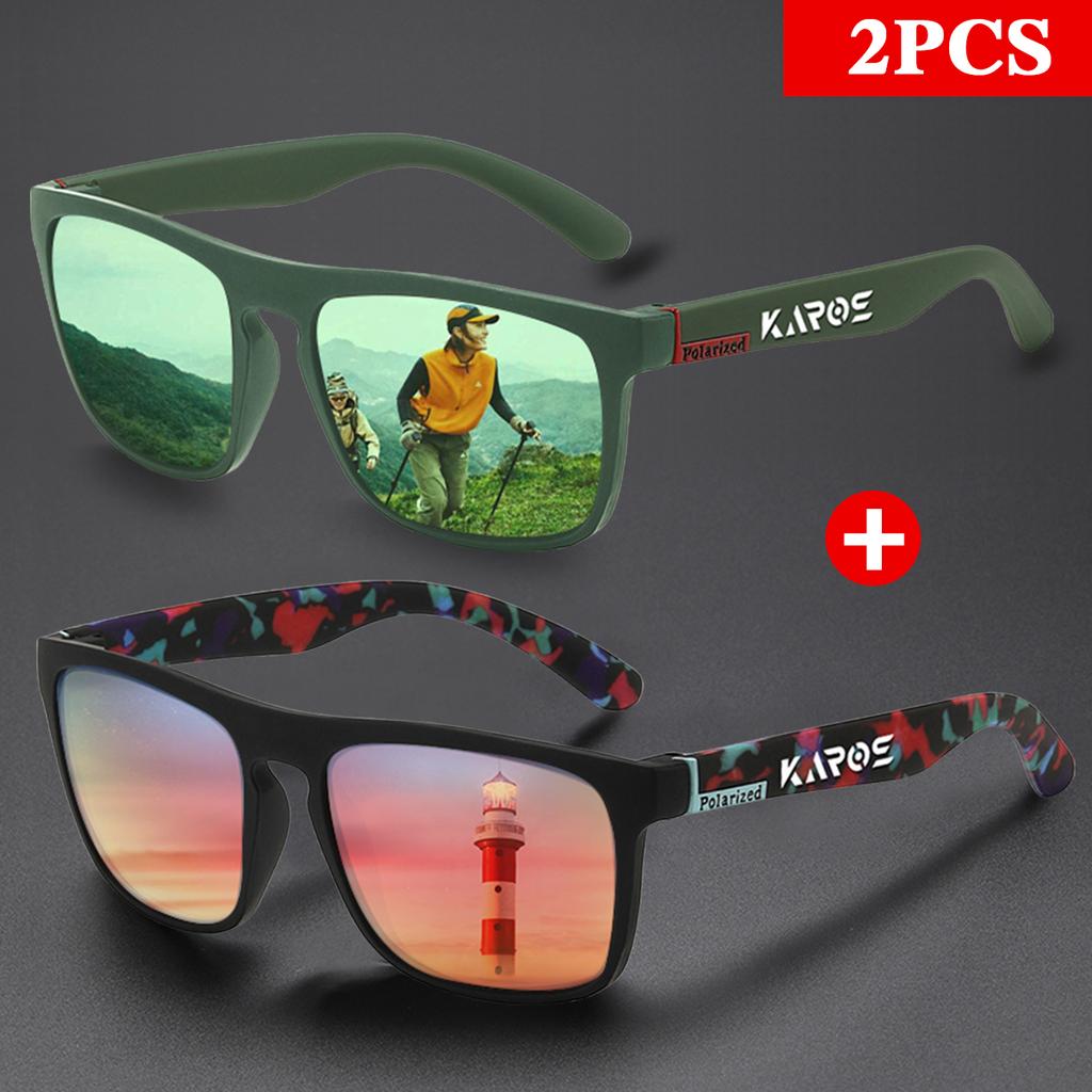 Karos 2Pcs Fashion Vintage Square Sunglasses Men Women Brand Designer Sun Glasses Uv400 Driving Fishing Eyewear