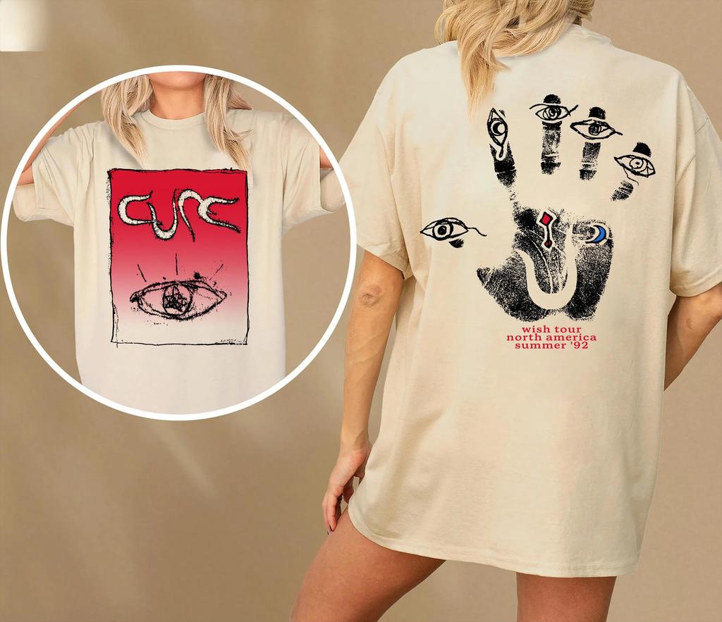 Plus Size Summer Womens Vintage The Cure Wish Tour Graphic TShirt Cotton Breathable Stylish Versatile Street Style Oversized