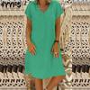 Dámská móda Léto Jaro Jednobarevný potisk Neformální šaty s krátkým rukávem a výstřihem do V s volným pasem