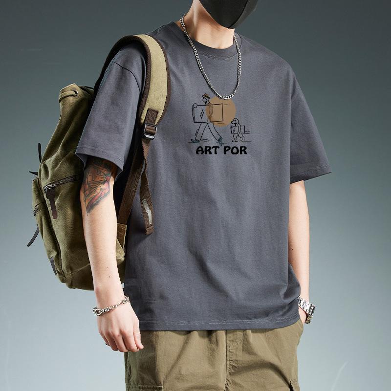 

Простая футболка Мужская с принтом Летняя Модная Принтованная Футболка с круглым вырезом Хлопковая с коротким рукавом Свободная Модная Дышащая Футболка 3XL