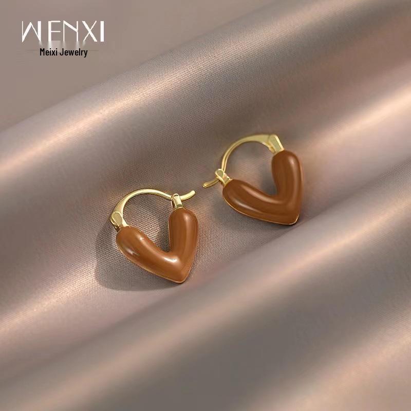 French Drip Glaze Heart Earrings for Women 2026 - Fashionable High-End Ear Clips