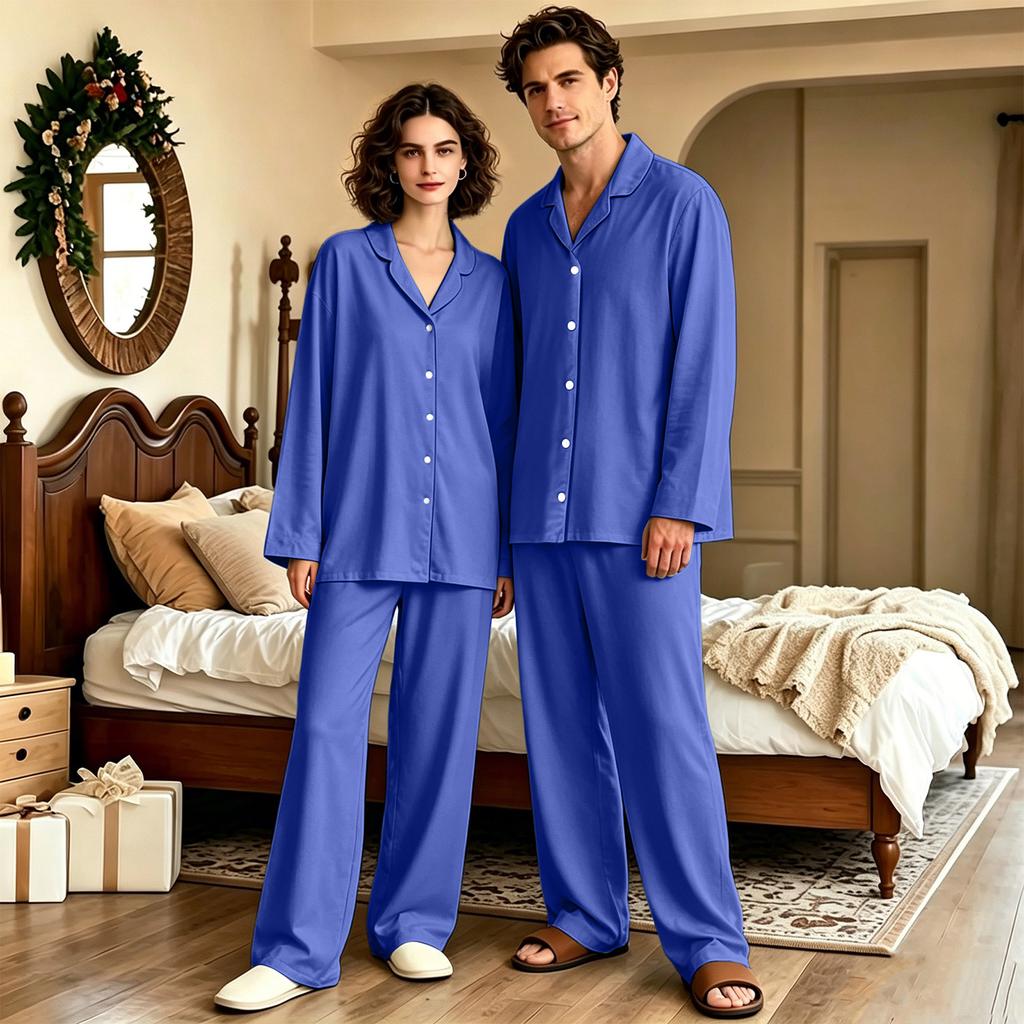 Women's Long Sleeve Loose Fit Pajama Set with Long Pants for Sleep and Home Lounging
