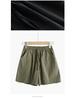 Damen-Shorts aus Baumwoll-Leinen-Mischgewebe mit weitem Bein: Trendige, lässige Bermudas für Frühling/Sommer – für Sport oder Zuhause.