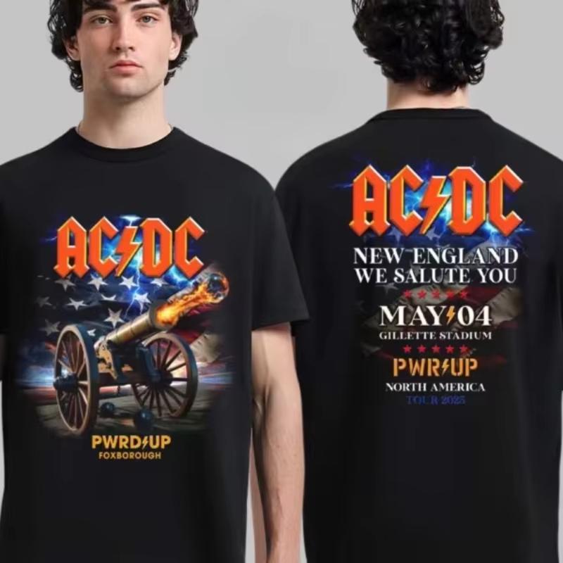 

ACDC Back in Black Возвращение в Северную Америку Тур PWR UP 2025 Лето Унисекс Футболка Бестселлер Мужская Женская Свободная Хлопок Инс Y2k Топы 4XL