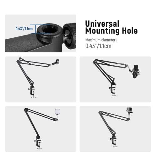 Neewer Metal Table Mount Clamp for Microphone Suspension Boom Scissor Arm Stand Holder with Adjustable Positioning Screw, Clips to Desks up to 1.9 inc
