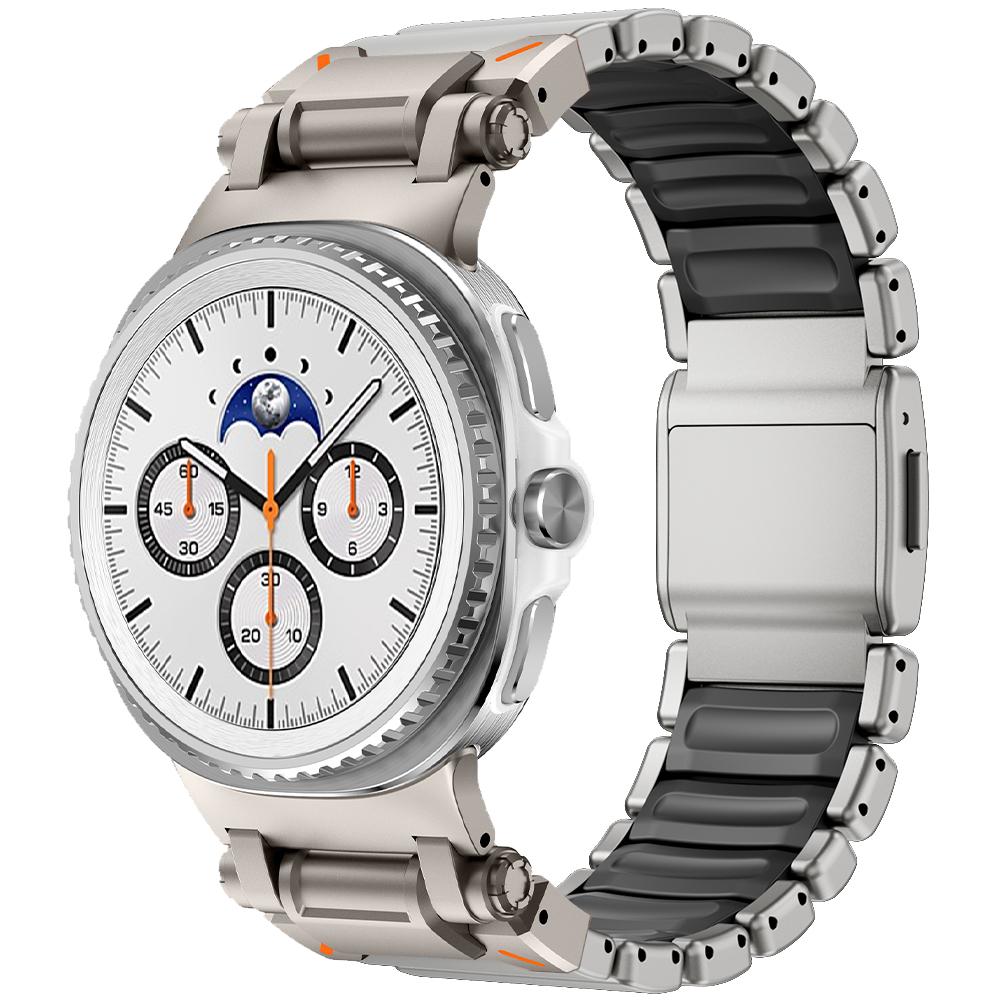 Luxury Titanium+Silicone Strap for Samsung Galaxy Watch 8 Classic 46mm 8 44/40mm Metal Men Band for Galaxy Watch Ultra 2025 47mm