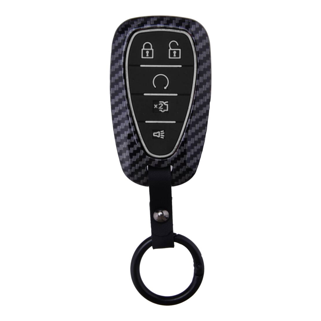 

5 Button Car Key Case Fob Cover with Chain Fit for Chevrolet Camaro Volt Cruze Spark Bolt Malibu 2017-2025 Carbon Fiber Style чёрный
