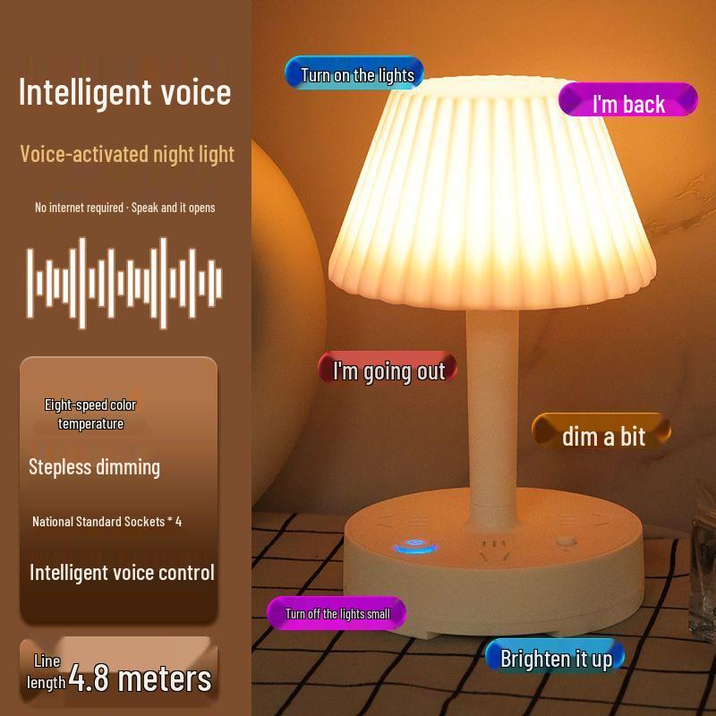 Smart Multi-color LED Desk Lamp with Voice Control & Eye Protection, USB Bedside Night Light
