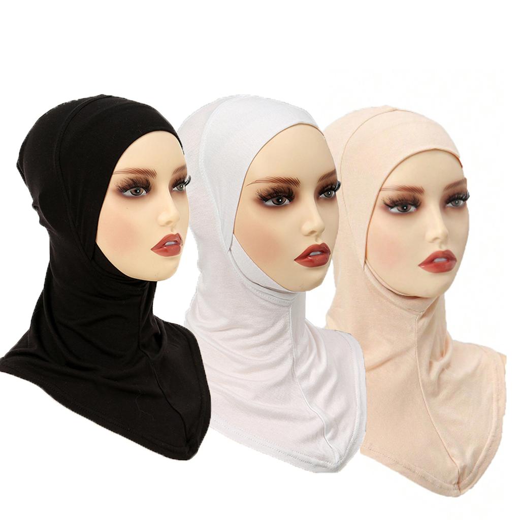 3PCS Muslim Inner Cap Hijab For Women Solid Underscarf Hijab Undercap Scarf Turban Hat Islamic Hijabs Ready To Wear Headcover