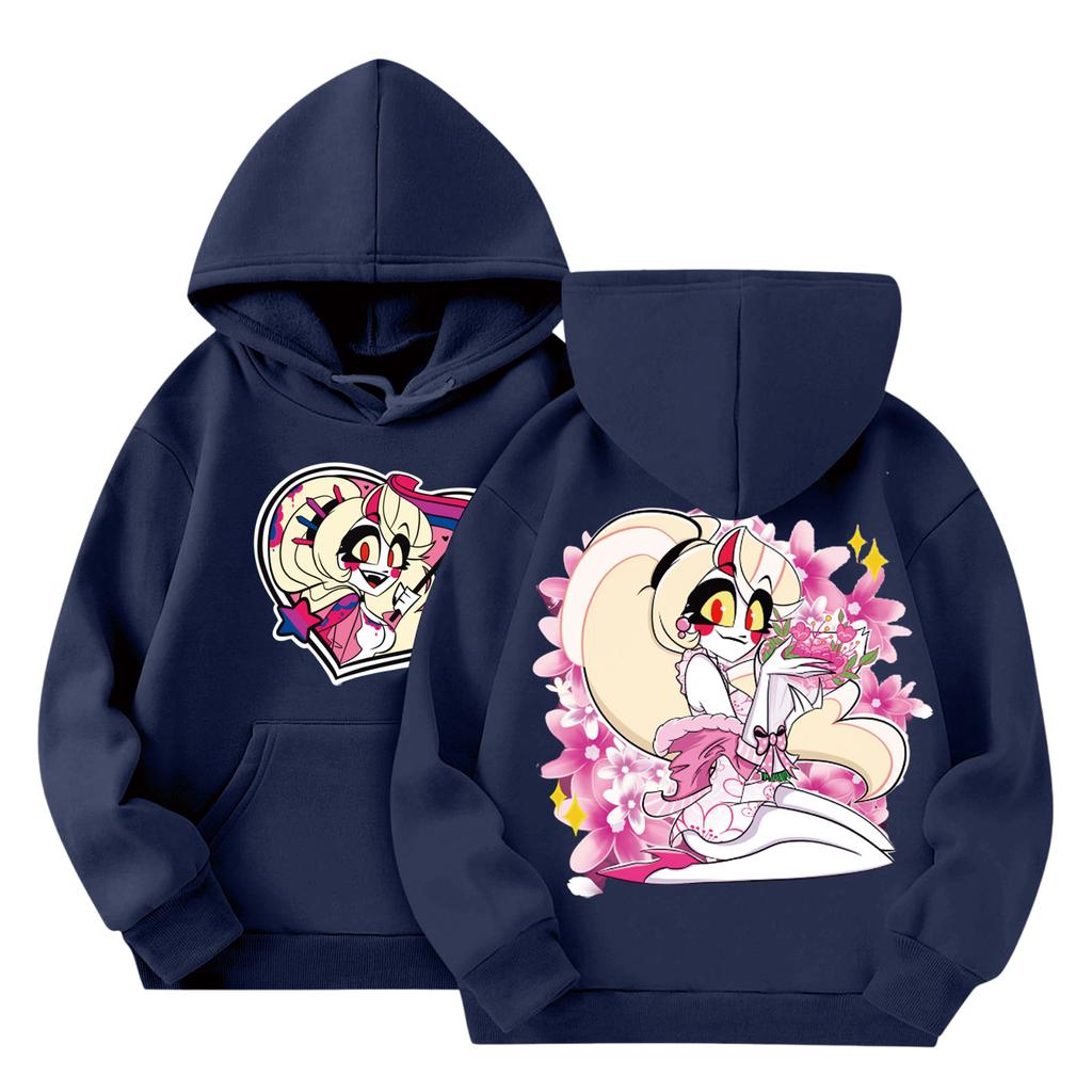 Child Fashion Lightweight Long Sleeve Pullover With Pockets  Print Hoodie