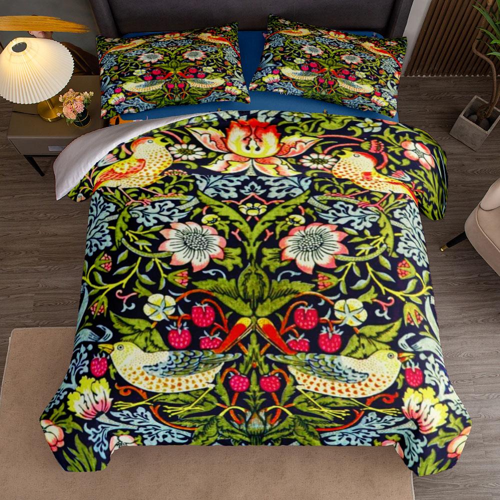 william morris nouveau The Strawberry Thieves Duvet Cover Set King Queen Double Full Twin Single Size Bed Linen Set