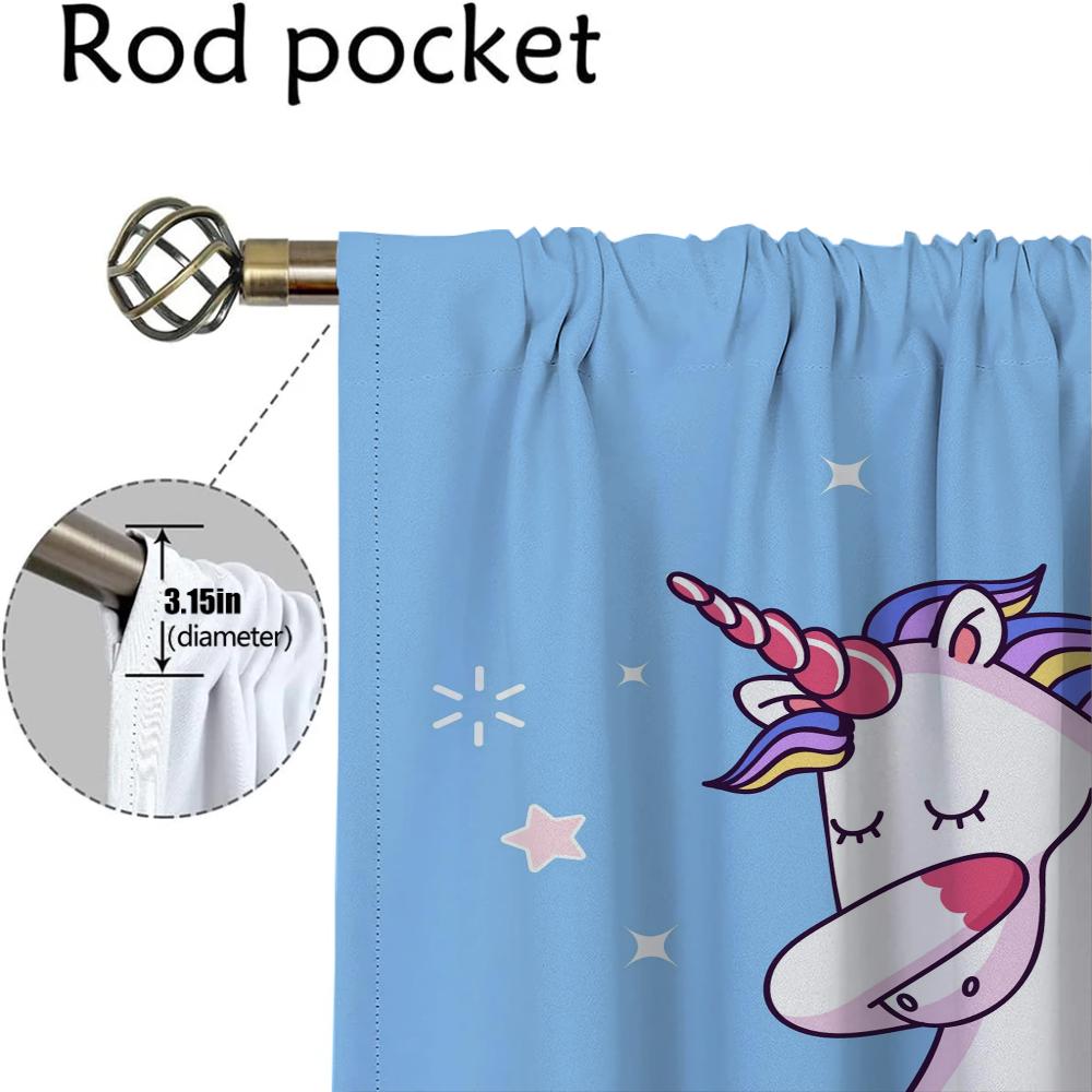Elegant Room Curtains for Camera Cute Cartoon Unicorn Partition Living Room Curtain Tulle for Bedroom Halloween Decoration Child