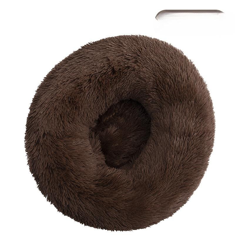 Washable Plush Round Dog Cat Bed Removable Cover Cozy Pet Mat for Deep Sleep Warm Pad