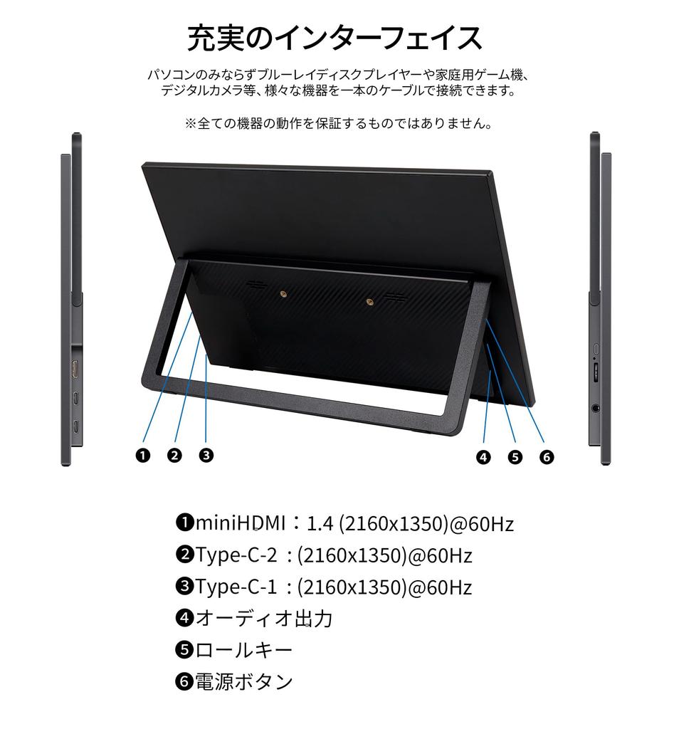 JAPANNEXT Mobile Monitor with IPS Panel and Smart Case PC [Refurbished] 13-inch (Type C/MAC Compatible/Built-in Speakers/100% sRGB/Non-Glare)