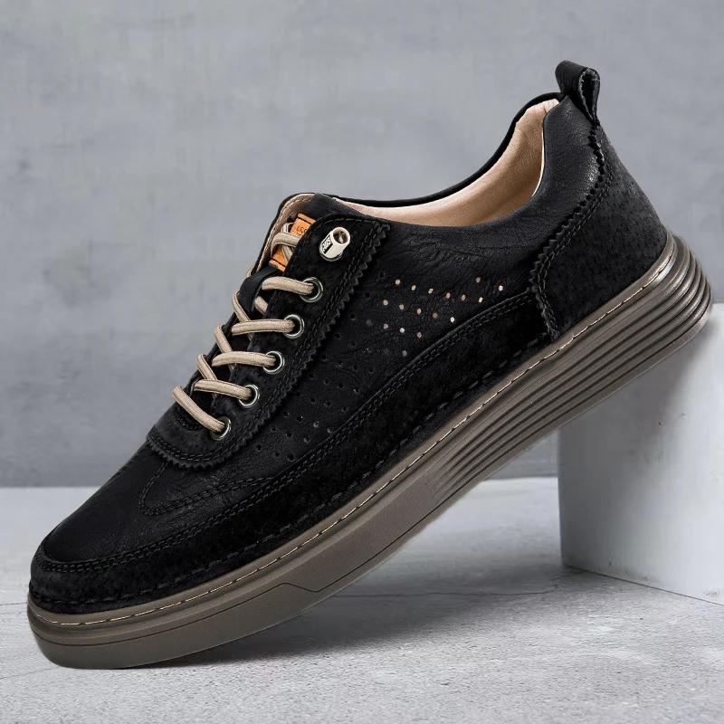 2024 New Men's Summer  Casual Leather Shoes Luxury Men Designer Outdoor Comfort Breathable Casual Shoe Walking Shoes