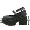 Gothic Chunky Platform Shoes Women Buckle Strap Thick High Heels Mary Janes Pumps Girls Black Lolita Cosplay Shoes Size 42 43