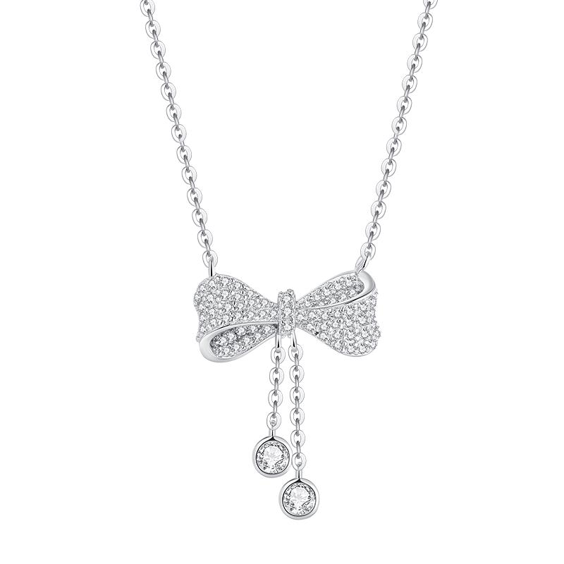 Chow Tai Seng Silver Bowknot Tassel Necklace