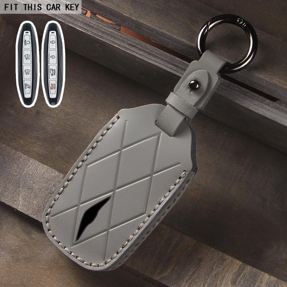 Leather Car Key Bag Case for Hyundai Genesis GV80 GV60 G90 G70 Holder Key Cover Key Chains