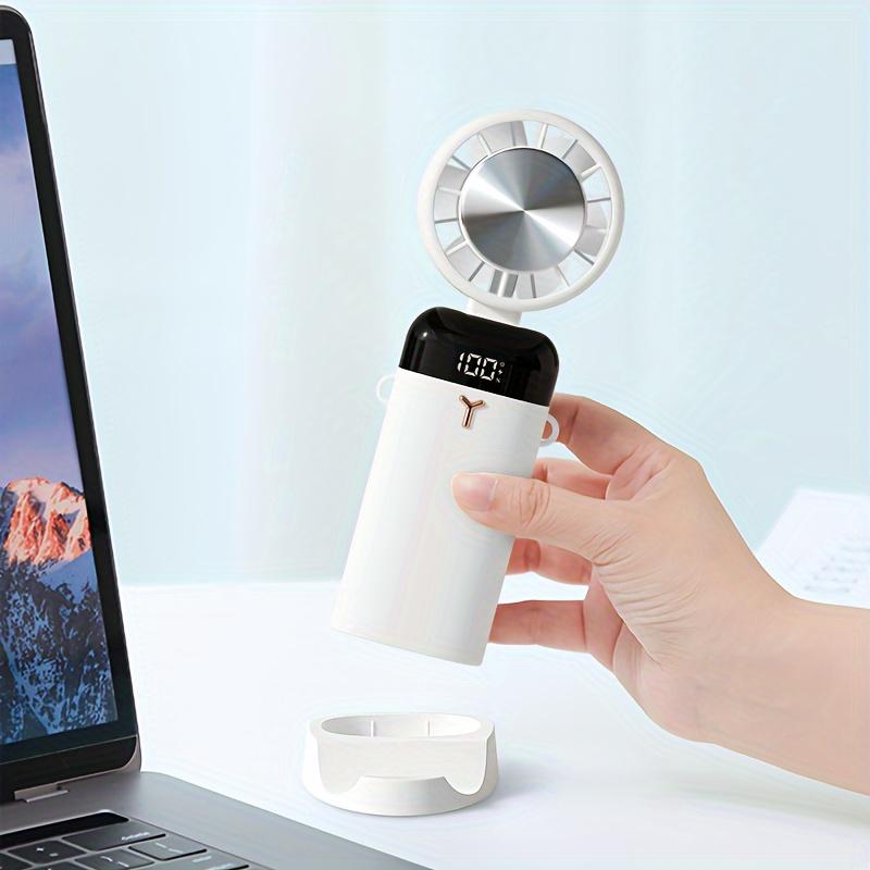 Portable Handheld Neck Cooling Fan, Three Adjustable Speeds, Cooling Mode, 4000mA Battery Rechargeable Personal Fan, Digital Power Display