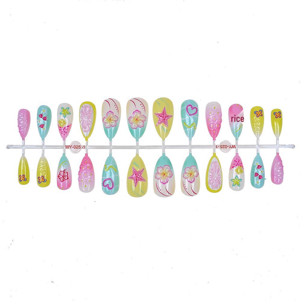 24 pcs Summer Macaron Color 3D Detachable Drip Glue Nails – Colorful, Wearable Nail Art