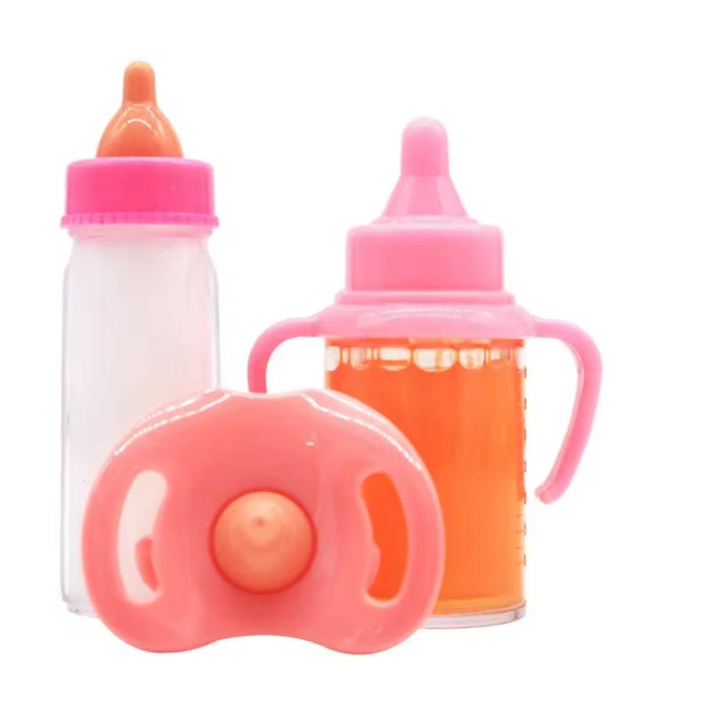 Doll Accessories Baby Doll Feeding Bottle Set Baby Care Toy Stroller 2pc Milk And Juice Bottles With Toy Pacifier For Baby Dolls