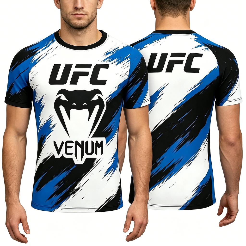 Sports Short-Sleeve Breathable Quick-Dry Gym Fight Training T-shirt Round Neck Printed Top