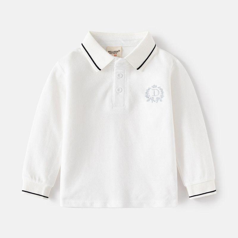 Spring and Autumn T-shirt Long Sleeve Letters Children's Polo Shirt