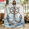2D Flat 1pc Anchor Wheel Outdoor Ultra Soft, Portable Flannel Blanket - Lightweight Home Furnishings Bedding Blanket Suitable for Travel Camping Livin
