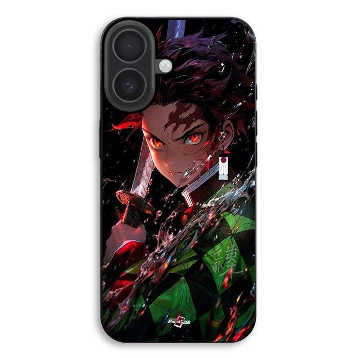 Coque de téléphone - MANIACASE - iPhone 17 - Silicone TPU - Noir - Demon Slayer Tanjiro Kamado