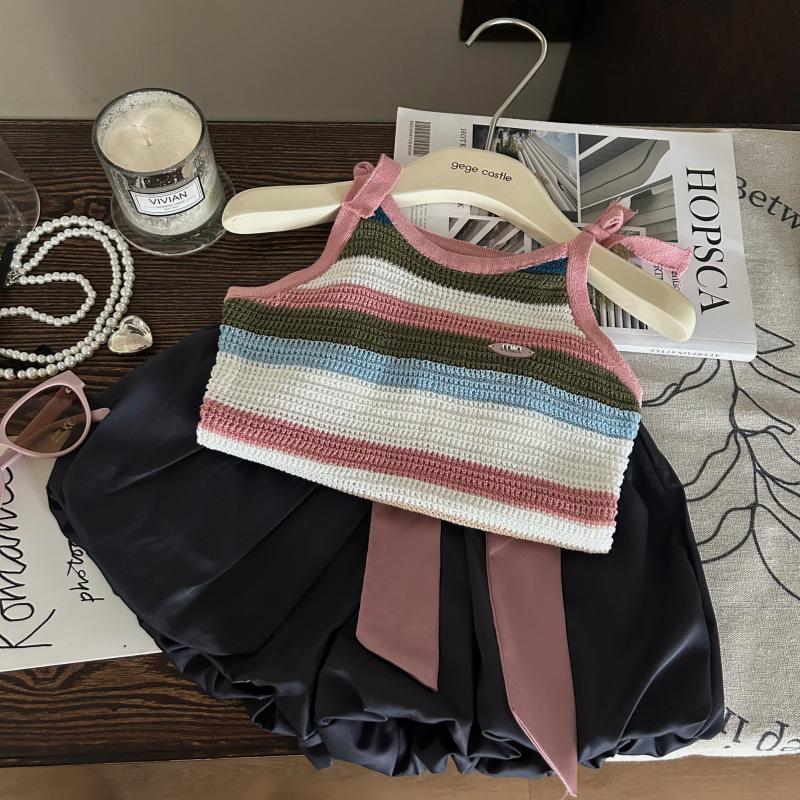 

Korean Style Girls Knit Tank & Bow Tulip Shorts Set (2025) 110 cm