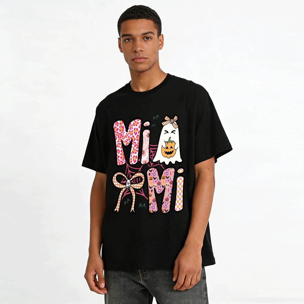 Halloween Cute Ghost Pumpkin MiaMi Print Family Matching Top Pure cotton T-shirt