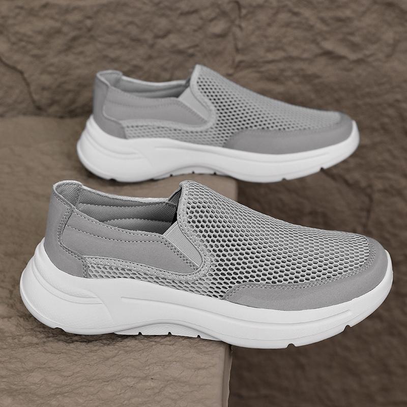Fashion 2025 Men Mesh Loafers Walking Shoes Outdoor Summer Flats Black Fitness Sports Sneakers Comfortable Big Size 39-48
