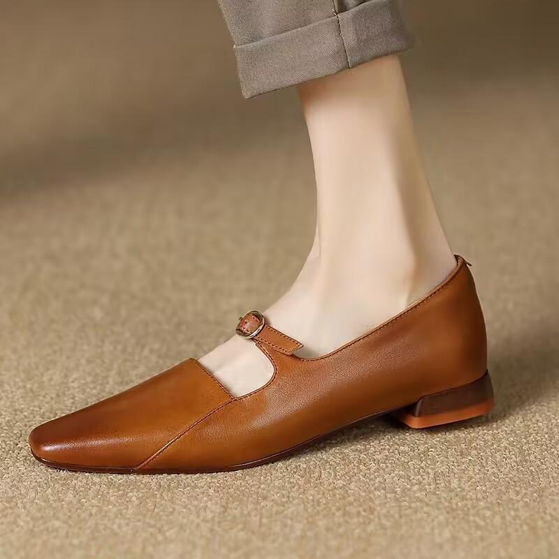 Fashion The New Small Square Toe Flat One-button Single Shoes From French Marie Jean for Summer 2025