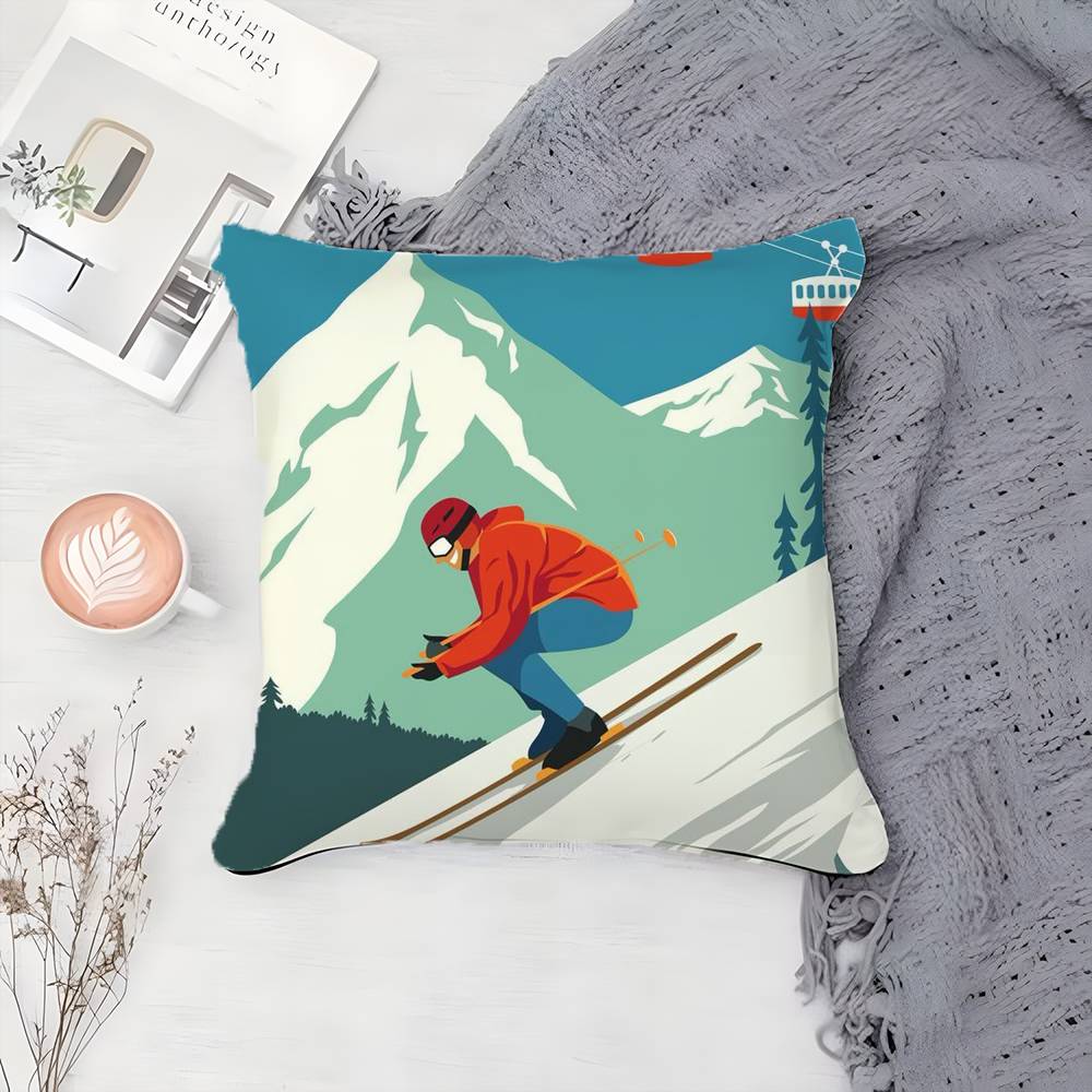 Ski Resort Prop Pillow Case Printing Pillowcase Living Room Sofa Cushion Cover Bedroom Room Decor