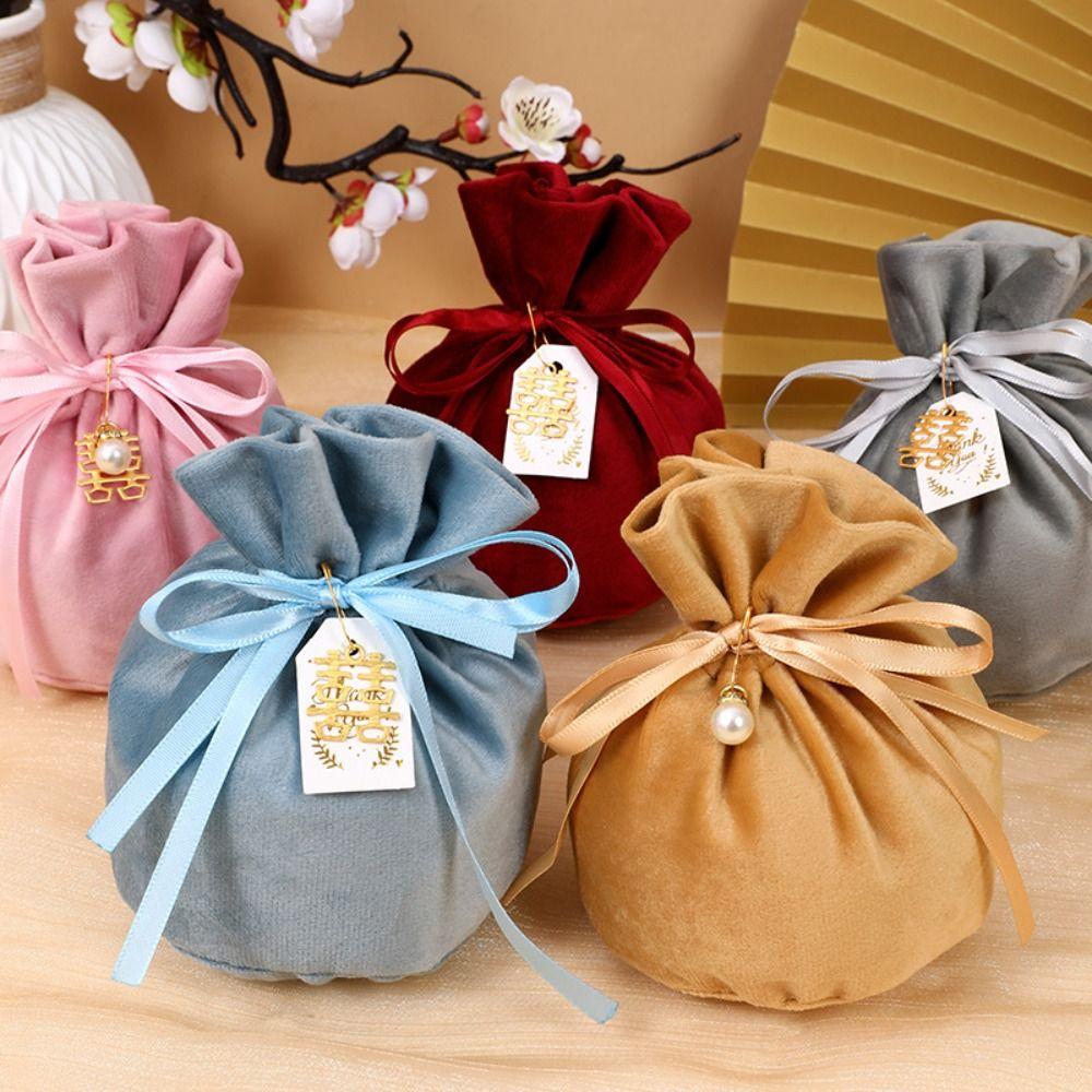 Velvet Drawstring Candy Bag Traditional Wedding Gift Bag Flannel Gift Bag Candy Pouches