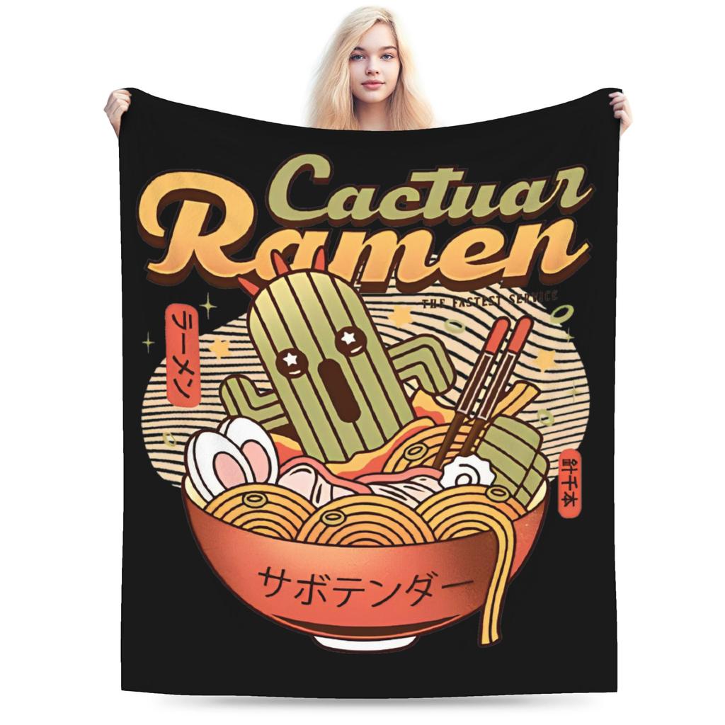 Cactuar Ramen Vintage FINAL FANTASY Blankets Fleece Decoration Portable Warm Throw Blankets for Sofa Couch Bedspreads