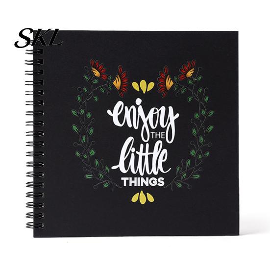 Family Photo Album Album, 6 Inch Cardboard with Black Paper Pages for DIY Memory Handmade Scrapbook Keeping, Portable Vintage Travel Celebrations,