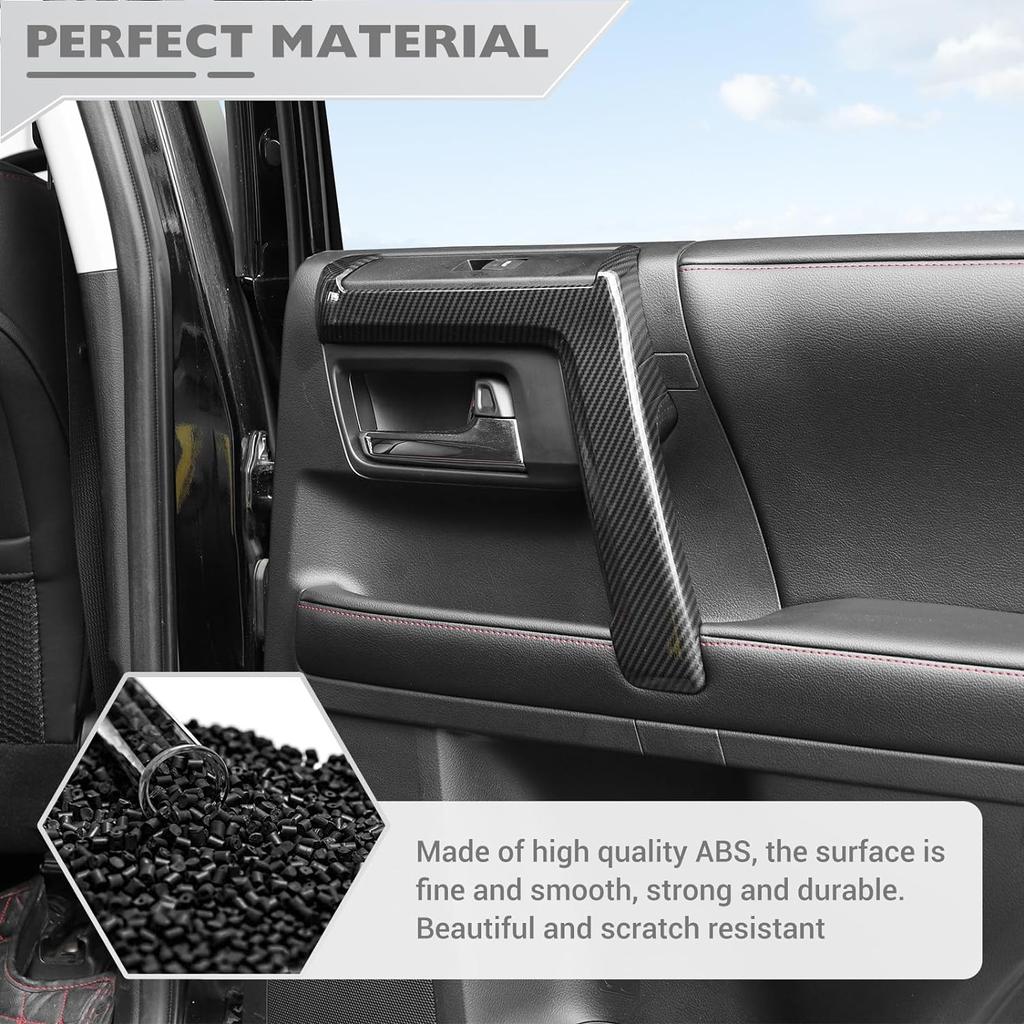 JeCar 4pcs for 4Runner Interior Door Handle Cover Trim Carbon Fiber Interior Accessories for Toyota 4Runner 2010-2023